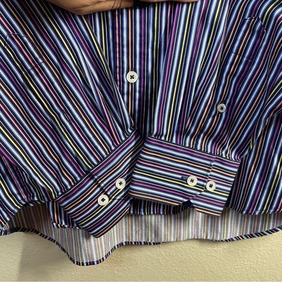 BUGATCHI UOMO CLASSIC FIT STRIPED BUTTON DOWN SHIRT Size Medium - Picture 5 of 9